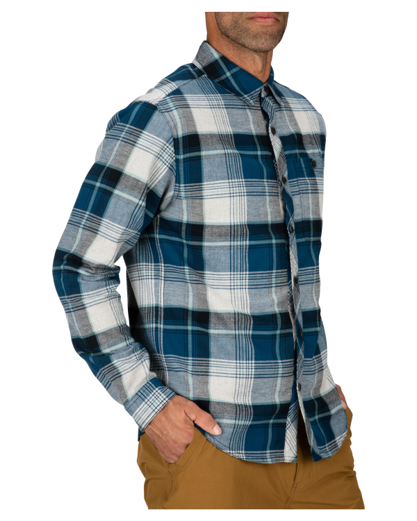 Simms Dockwear Cotton Flannel Shirt Atlantis Celadon Plaid Model